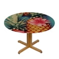thumbnail image 3 of JEUXUS  Pineapple Round Elastic Table Cover,Tropical Palm Leaves Flowers Table Cloth Waterproof Stain and Resistant Circle Table Cover for Kitchen Dining Picnic Camping Indoor Decor, 3 of 7