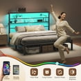 thumbnail image 6 of Patbrela King Size Bed Frame with 49.2 inch LED High Headboard and 2-Tier Storage, Metal Platform Bed, Black, 6 of 9