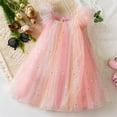 thumbnail image 2 of WRKEKC Girls Dresses Summer Flutter Sleeve Sleeveless Tank Dress with Multicolor Star Sequins Gradient Tulle Skirt for 3-8 Years Kids, 2 of 8