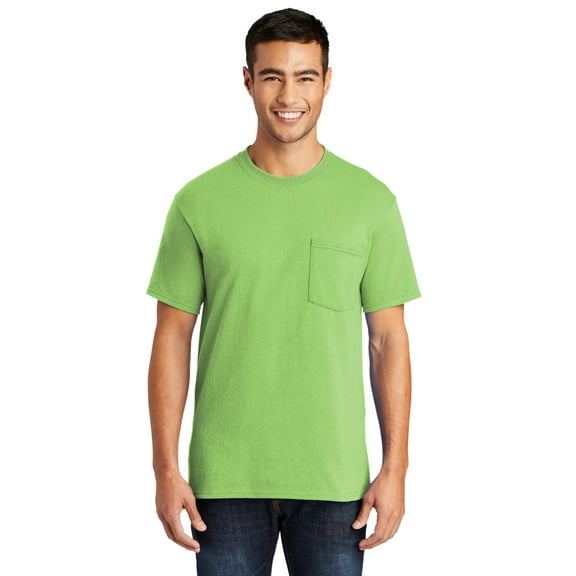 Port Company Tall 50/50 Cotton/Poly TShirt with Pocket (PC55PT) Lime, 3XLT