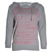 DKNY Jeans Womens Relaxed Fit Long Waisted Hoodie - Gray & Red (Large)