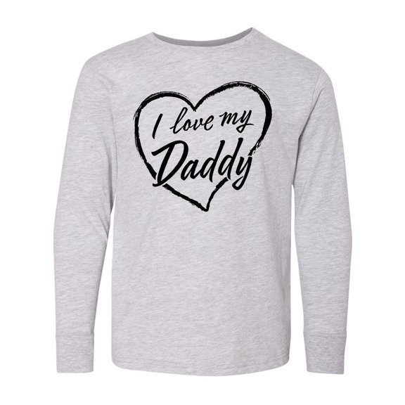 Inktastic I Love My Daddy in Black Chalk Heart Long Sleeve Youth T-Shirt
