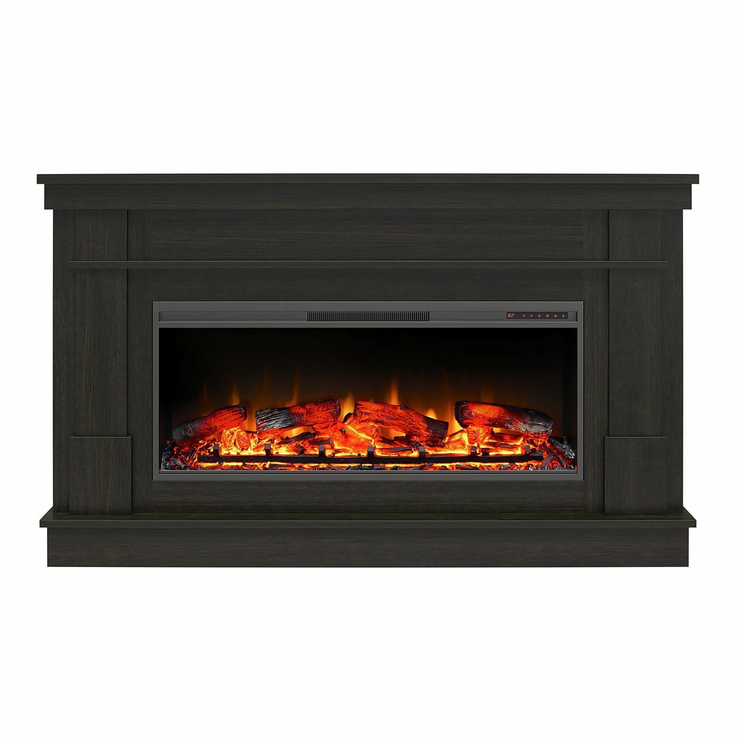 Ameriwood Home Elmcroft Wide Mantel with Linear Electric Fireplace, Rustic Gray