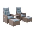 thumbnail image 4 of CorLiving Lake Front 5pc Rust Proof Resin Wicker Patio Recliner and Ottoman Set, 4 of 9