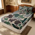 thumbnail image 2 of Erosebridal Prehistoric Dinosaur Camo Zipper Full Size Comforter Sets with Fitted Sheet and 2 Pillowcases for Boys Men, Sage Green Camouflage Zipper Bedding Set, Black Reversible, 4 Pieces, 2 of 7