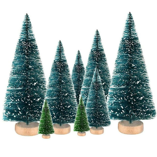 8 UDS MINI DELECTORIAS PARA Árboles De NaviDad Con Base De, Árboles De Cepillo De Botella De Seda De Sisal Para Decoración Del Hogar De Fiesta De NaviDad