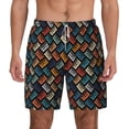 thumbnail image 3 of Uemuo Retro Tape Pattern Mens Swim Trunks Quick Dry Board Shorts with Mesh Lining, Stretch Beach Shorts Quick Dry No-Chafing Board Shorts-XX-Large, 3 of 9