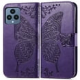 thumbnail image 2 of Feishell Wallet Case for T-Mobile REVVL 6,Butterfly & Flower Embossed PU Leather TPU Inner Shell Magnetic Flip Stand Card Slots Shockproof Protective Phone Cover,Purple, 2 of 6