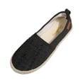 thumbnail image 2 of pwidon Women's Espadrille Flats Slip On Closed Toe Textured Glitter Linen Comfort Walking Casual Loafers Black 5.5, 2 of 5