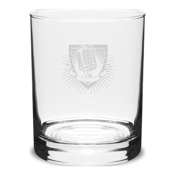 Microphone 14 oz. Deep Etched Double Old Fashion Glass