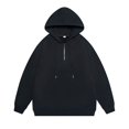 thumbnail image 4 of Hoodies for Men Half Zip Up Hoodie Drop Shoulder Casual Long Sleeve Pullover Solid Sweatshirt, 4 of 4