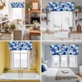 thumbnail image 5 of Blue Flower Valance Curtain for Windows Watercolor Gradient Blue White Floral Grey Leaf Rod Pocket Curtain Valances Short Window Treatments Panels for Kitchen Bathroom Laundry Basement 60 x 18 Inch, 5 of 9