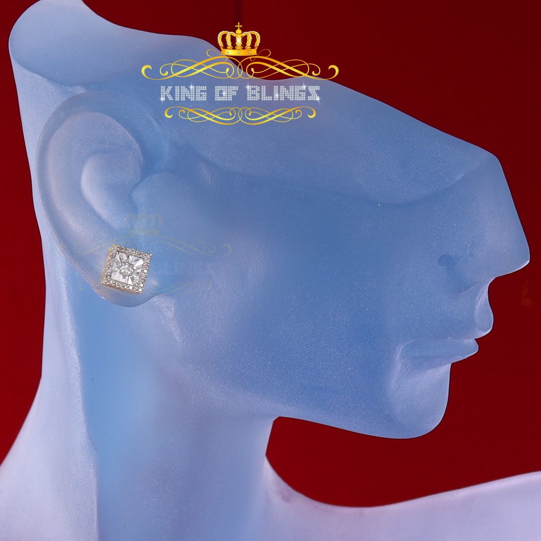 King of Bling's Aretes Para Hombre 925 Yellow Silver 0.25ct Diamond Women's/ Men's Stud Earrings