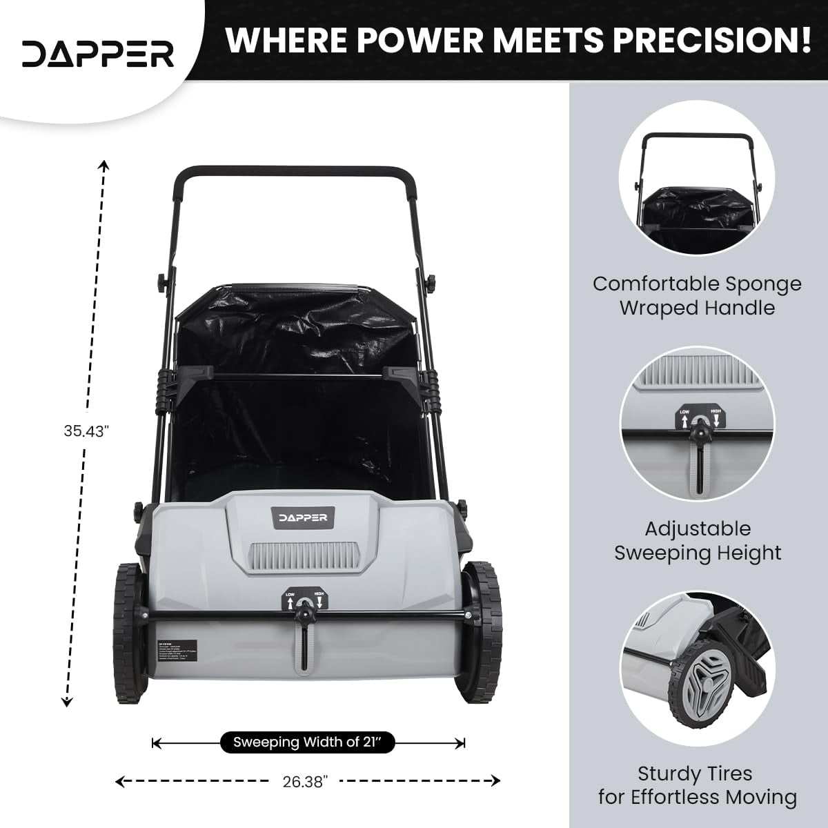Dapper Supply   DP-FS1104  Dapper Supply DP-FS1104 21-INCH Hand Push Lawn Sweeper