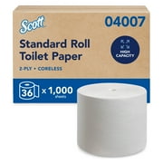 Scott® Essential Coreless High-Capacity Standard Roll Toilet Paper, Bulk (04007), 2-Ply, White, (1,000 Sheets/Roll, 36 Rolls/Case, 36,000 Sheets/Case)