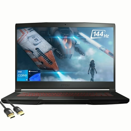 MSI GF63 Thin Gaming Laptop, 15.6" FHD IPS 144Hz Display, 11th Gen Intel 6-Core i5-11400H, GeForce RTX 3050, 16GB RAM, 1TB SSD, Thunderbolt 4, WiFi6, Backlit Keyboard, Mytrix HDMI Cable, Win 11 Pro