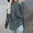 thumbnail image 5 of Gray Womens Tops Womens Corduroy Button Down Shirt Oversized Blouses Tops Long Sleeve Casual Warm Jacket with Pockets Shirts for Women, 5 of 5