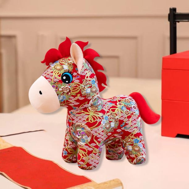 Muñeco de peluche de caballo, figura de peluche, suministros para año Nuevo chino, estatua de animal, escultura para hotel, festivales, sala de estar Estilo A 15 cm
