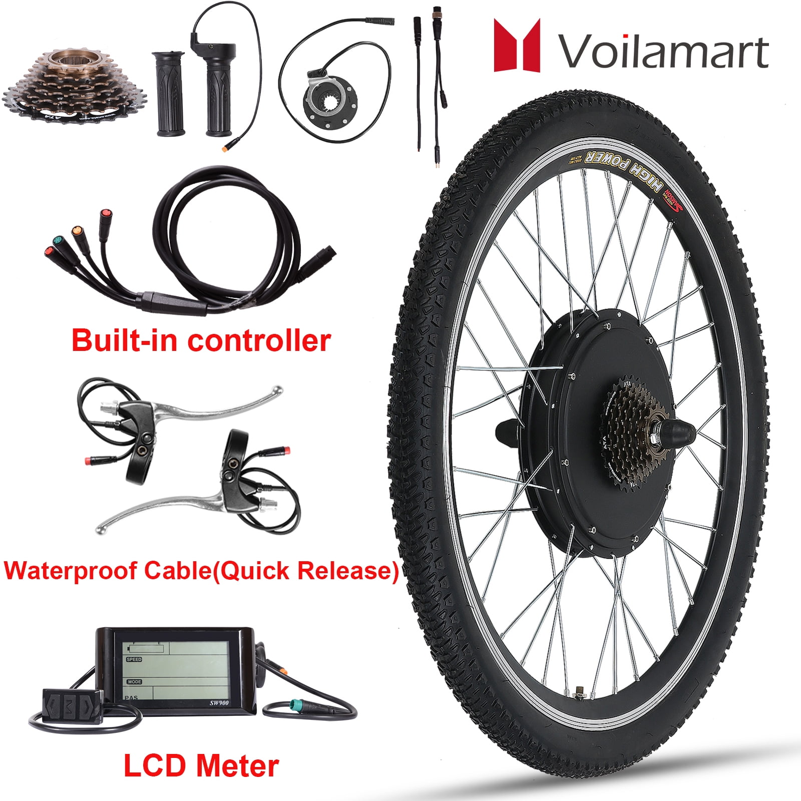 Voilamart 48V 1500W E Bike Conversion Kit Ebike Conversion Kit Mens Bike Electric Bike Kit Ebike