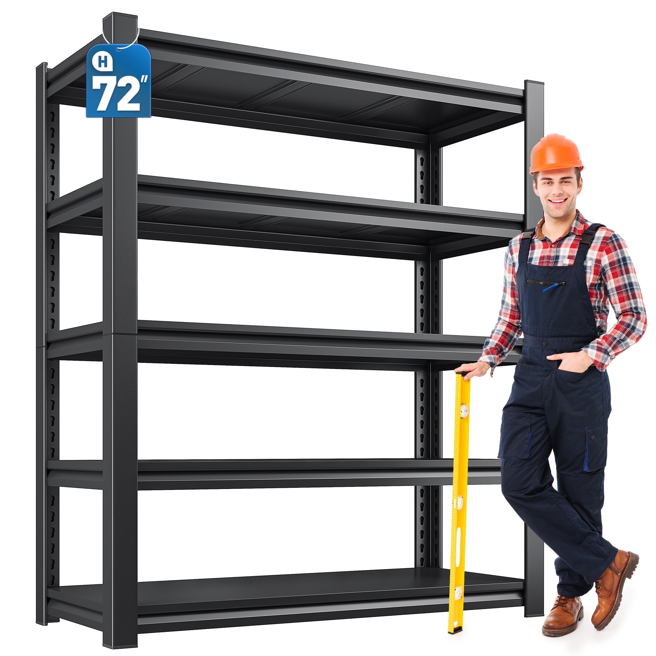 REIBII 5-Tier Garage Shelving Unit, 72"H x 36"W, Black photo 1