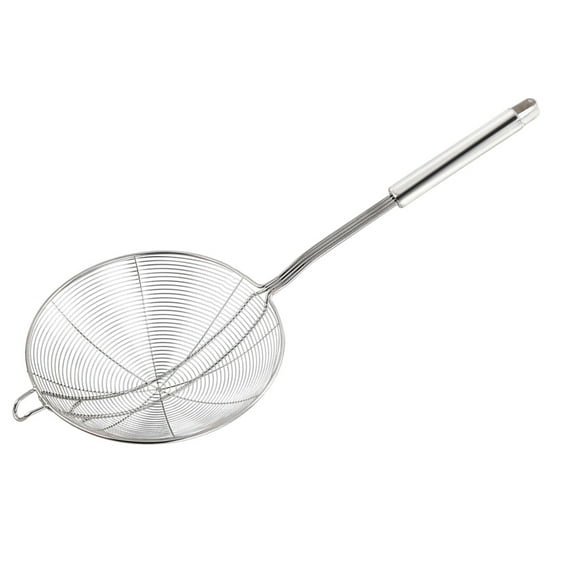 Stainless Steel Colander Spoon Wire Mesh Skimmer Ladle Strainer Ladle with Handle for Hot Pot Kitchen Frying Food Pasta Spaghetti Noodle (Silver, Diameter 18cm)