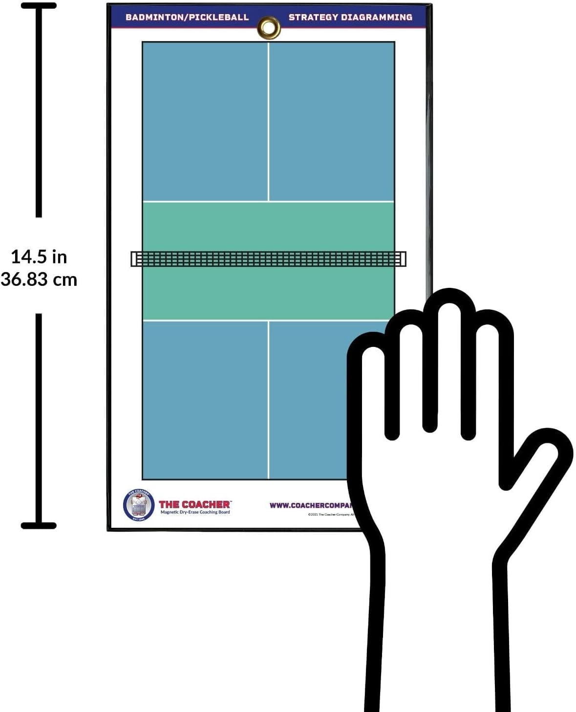 The Coacher Premium Dry Erase Magnetic Badminton or Pickleball Coaching Coach Board Clipboard - Made in The USA - Double-Sided - Training Aids Equipment Gear