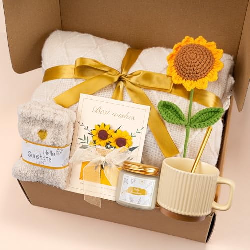 Sending Sunshine Gift Basket: Self-Care/Thinking of You/Get Well for Women. For Birthday, Christmas, Mother’ Day, Valentine’ Day. (Home Decor, Kitchen, & Other)
