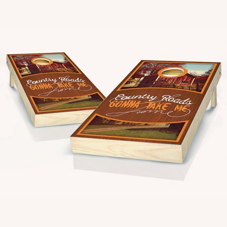 Skip's Garage Country Roads Solid Wood Cornhole Board Set