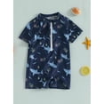 thumbnail image 2 of Baby Boy Swimsuit Rash Guard Shirts Toddler Boy Zipper Swimwear Infant One Piece Bathing Suit, 2 of 6