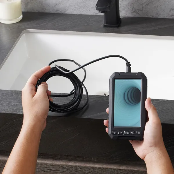 1080P Endoscope Camera with 5" Screen and 49.2FT Cable,Triple Lens Inspection Tool with 10 LED Lights for Automotive&Plumbing
