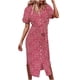 thumbnail image 1 of Vestido largo hasta la rodilla con botones y manga corta con estampado bohemio de verano para mujer Fridja  bnh7202, 1 of 8