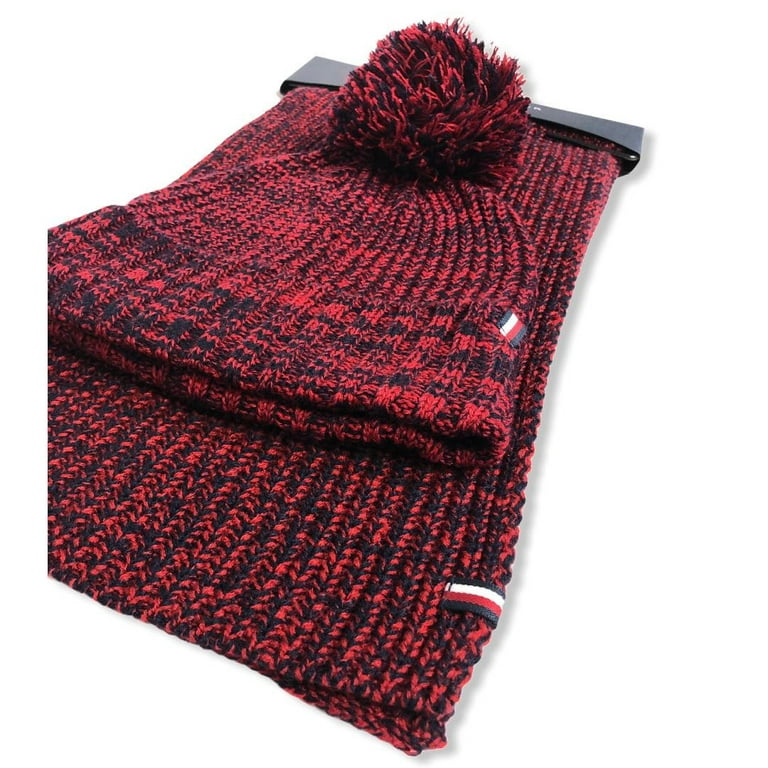 Tommy Hilfiger Logo Hat and Scarf Set Red and Navy Walmart