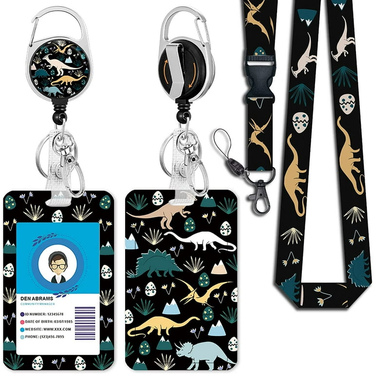 Cute Dinosaur Lanyards for Id Badges, Retractable ID Badge Holder with  Detachable Lanyard, Fashionable Badge Reel Heavy Duty with 360 Degrees  Rotate Carabiner Clip, Nurse Teacher Office Gifts 