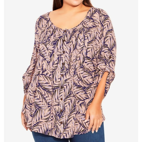 avenue Womens Pintucked Pullover Blouse, Multicoloured, Plus Size, 22/24