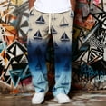 thumbnail image 3 of Elastic Waist Pants for Men, Gradient Print, Drawstring Closure, Casual Pants, Solid Color, 1 Pc, 3 of 4