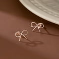 thumbnail image 4 of Sterling Silver Bow Stud Earrings for Women Teens Small Bow Stud Earrings Ribbon Earrings, 4 of 6
