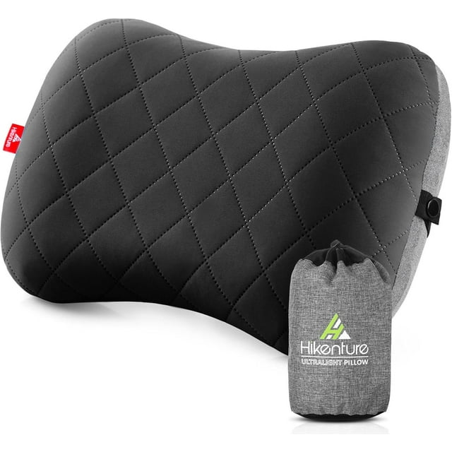 Camping Pillow with Removable Cover Ultralight Inflatable Pillow for Neck Lumber Support Upgrade Backing Pillow Washable Travel Air Pillows for Camping Hiking Backing (Bla