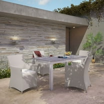 Modway Junction 5 Piece Outdoor Patio Dining Set in Gray White