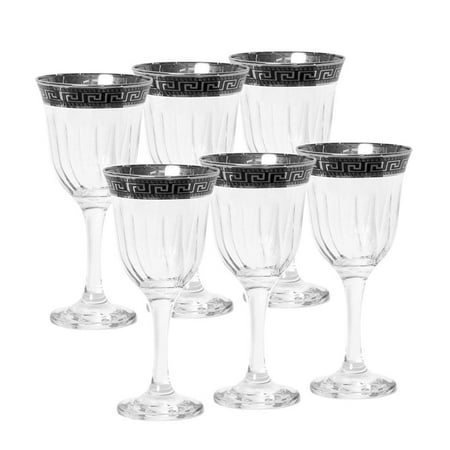 Italian Collection Crystal 12 Oz Wine Goblet Glasses, Silver