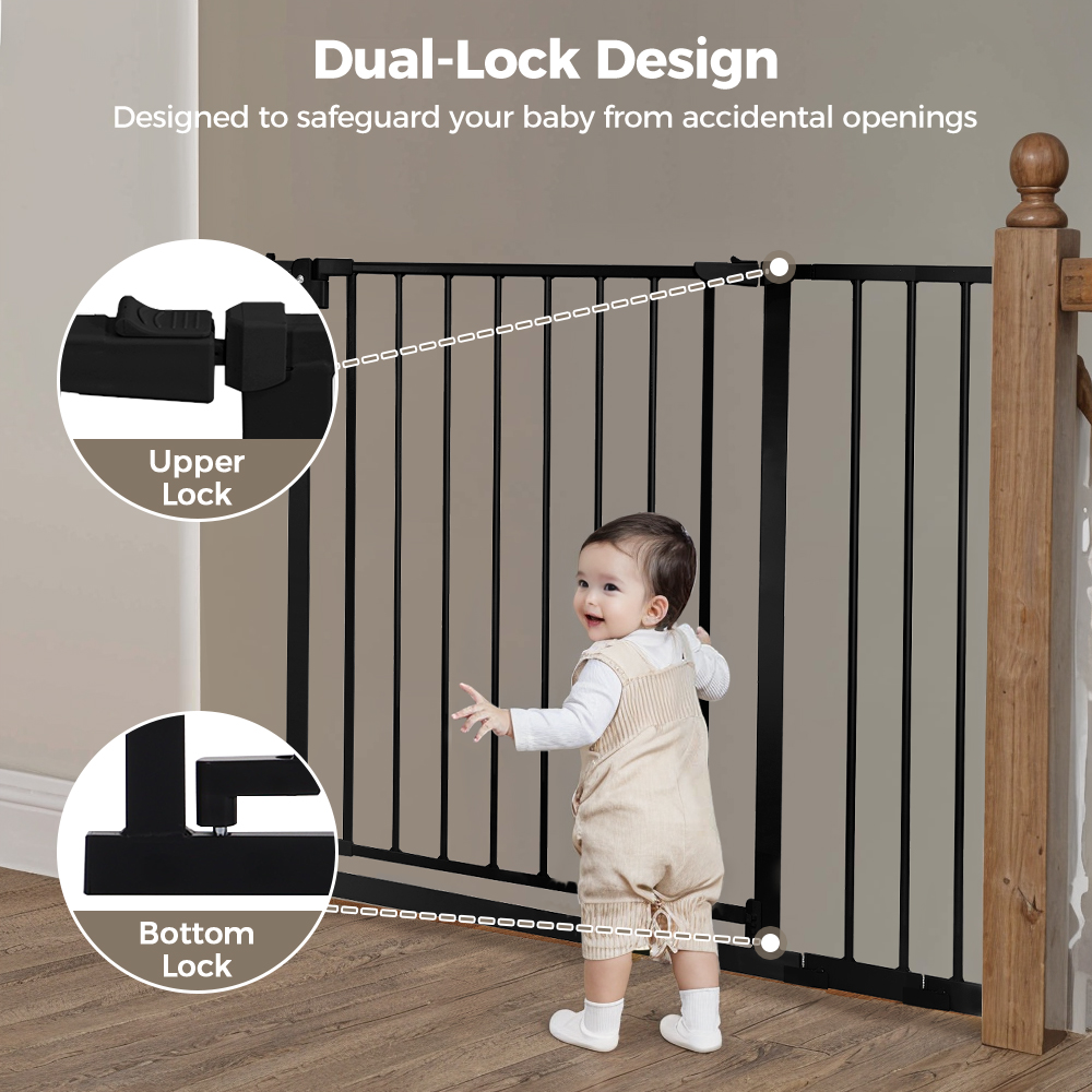 Caveen Baby Safety Gate with Door, 29.5-40.5 in, Black photo 3