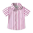 thumbnail image 1 of Chemise d'Uniforme Scolaire à Manches Courtes pour Enfants, Imprimé à Rayures avec Poche, Mélange de Polyester, Col Rond, Coupe Décontractée, Tissu Respirant, 1 of 7