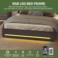 thumbnail image 2 of Uforic Upholstered Bed Frame with Charging Station & Drawers, Queen Size Bed Frame with LED Lights, Gray, 2 of 8