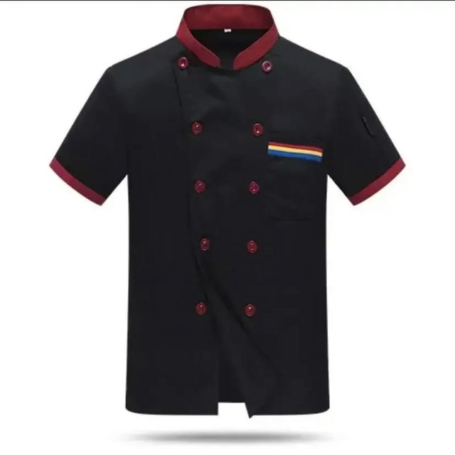 Men‘s Short Sleeved Chef Uniform Kitchen Hotel Work Uniform Cafeteria Short Sleeved Work Uniform Chef Work Uniform FWZ