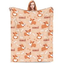 Corgi Gifts for Corgi Lovers Corgi Blanket Funny Dog Paws Bones Throw Blankets Gift for Boys Girls Adults Corgi Lovers Cute Puppy Dog Blanket Welsh Corgi Decor 50"X40" for Bed Sofa Couch Beige