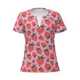 thumbnail image 3 of Naloa Cartoon Strawberry Print T-Shirts Short Sleeve V Neck Tees for Women Fashion Tops Trendy Lightweight Soft Casual Summer Outfits Clothes, 3 of 5