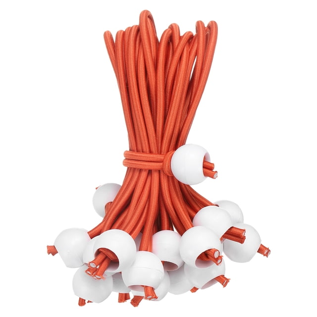 Cuerdas elásticas con bolas Uxcell de 6" 20 piezas cuerdas elásticas con bolas sujetadores de lona para tiendas de campaña Naranja Blanco