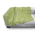 thumbnail image 2 of Leaf Soft Flannel Fleece Throw Blanket, Pattern with Leaves in the Springtime Greenery Bushes Ecology Garden Growth, Cozy Plush for Indoor and Outdoor Use, 60" x 80", Apple Green White, by Ambesonne, 2 of 5