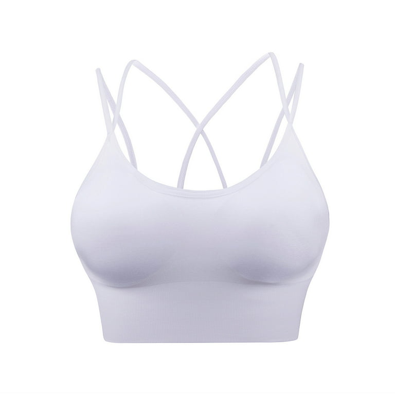 HAPIMO Sales Sports Bras for Women Workout Activewear Bra Cozy Stretch  Elastic Solid Sleeveless Cold Shoulder Running Padded Bralette Racerback  Athletic Vest White XXL 