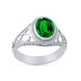 thumbnail image 2 of AFFY Celtic Lady's Simulated Emerald Ring In 14K White Gold Plated 925 Sterling Silver Jewelry for Ladies, Ring Size 11.5, 2 of 4