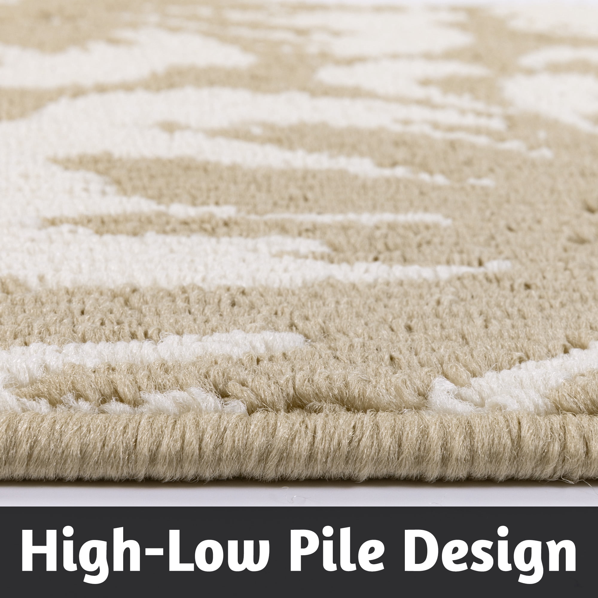 MeyJey Kitchen Rug Set 3 Piece, Non Slip Machine Washable Mats for Home Floor and Living Room, Beige